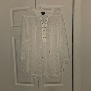 Torrid Cream Lace-Up Tunic